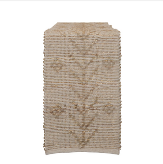 Two-Sided Hand-Woven Seagrass & Cotton Table Runner w/ Design