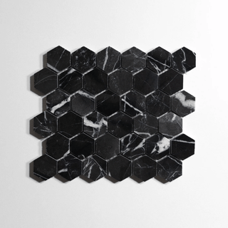 Nero St. Gabriel 2" Honed Hexagon Mosaic
