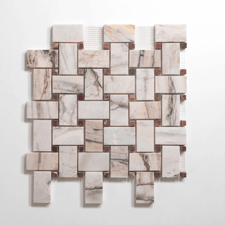 Rosewood Red Onyx Honed Basketweave Mosaic