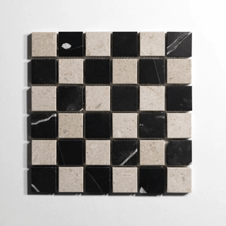 Nero St. Gabriel & Sierra Limestone 2"x2” Mosaic