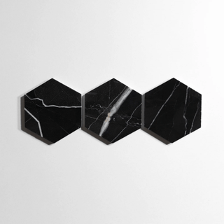 Nero St. Gabriel 5" Hexagon Honed Marble Tile