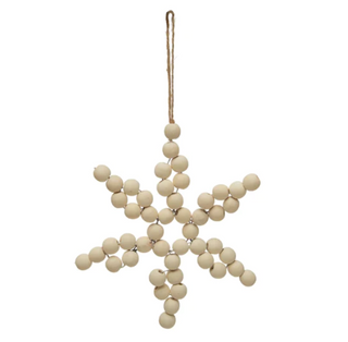 7-1/2"H Paulownia Wood Bead Star Ornament