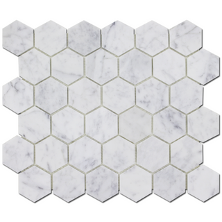 Casablanca Carrara Marble - Honed - 2" Hexagon Mosaic