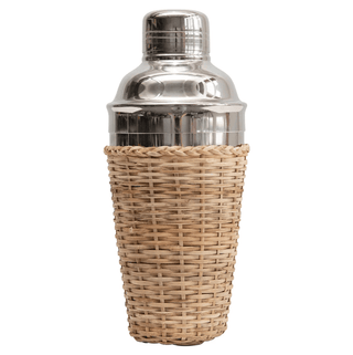 Stainless Steel Cocktail Shaker with Rattan Sleeve