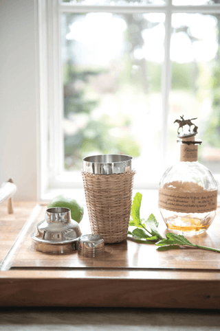 Stainless Steel Cocktail Shaker with Rattan Sleeve