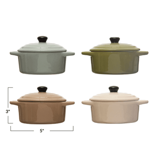 1 Cup Stoneware Mini Baker w/ Lid, 4 Colors