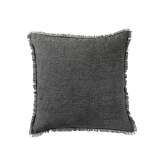 20" Square Stonewashed Linen Pillow w/ Fringe