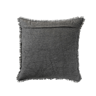 20" Square Stonewashed Linen Pillow w/ Fringe