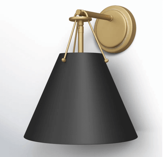 Vibrant Gold Kinston Single Light Dimmable Armed Sconce in vibrant gold and matte black