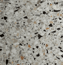Venice Collection 32x32 tile featuring a speckled design with grey, beige, and black aggregate for modern decor.