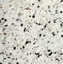 Venice Collection 32"x32" terrazzo surface featuring a mix of white, black, and brown stones for stylish interiors.