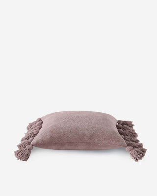 Pom Pom Throw Pillow in soft microfiber with fuzzy pom pom balls, OEKO-TEX® certified, perfect for cozy decor.