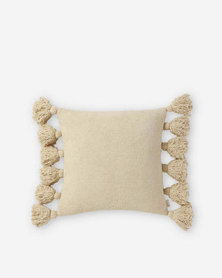 Pom Pom Throw Pillow with fuzzy pom poms, memory-foam interior, soft microfiber cover, OEKO-TEX® certified, cozy home decor.