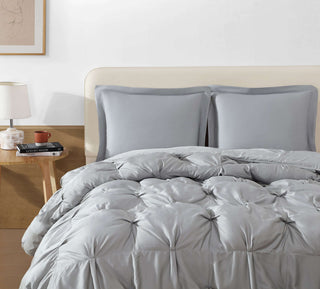 Premium Bamboo Bubble Comforter Bundle with soft, breathable shams in a cozy bedroom setting.