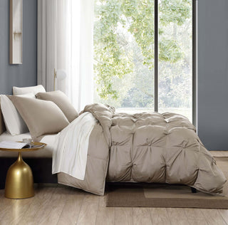 Premium Bamboo Bubble Comforter Bundle on a cozy bed with shams, featuring silky-smooth bamboo fabric in a stylish room.