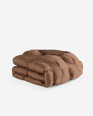 Premium Bamboo Bubble Comforter Bundle in warm brown color, puffy and soft, perfect for snuggling all year round.
