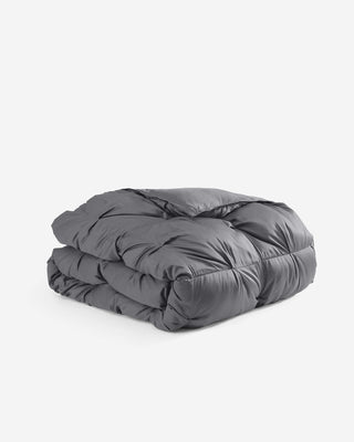 Premium Bamboo Bubble Comforter folded in a cozy, soft gray color for ultimate comfort and style.