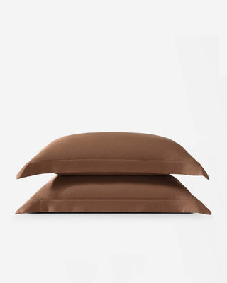 Two premium bamboo shams in rich brown color, designed for ultimate comfort and style.