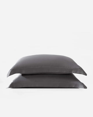Two premium bamboo shams in a sleek dark gray shade, perfect for adding comfort and style to your bedding.