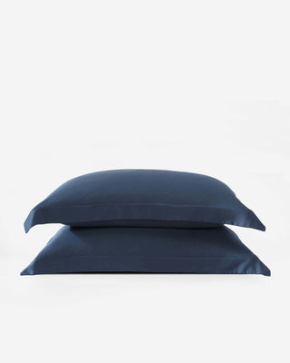 Two premium bamboo shams in dark navy color, featuring silky-smooth fabric for a comfortable bedding experience.