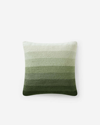 Ombre green throw pillow featuring soft, memory foam filling, perfect for sofas and beds, with a removable, machine washable cover.