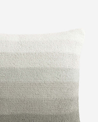 Close-up of Ombre Throw Pillow featuring soft gradient textures in shades of gray, perfect for couch or bed decor.