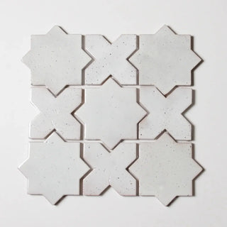 Estrela Nieve Punto 4"x4" Star & Cross Tile by Tilesofezra