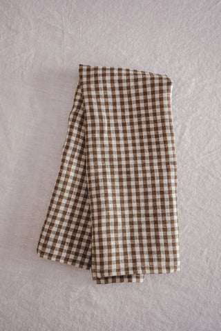 Tea Towel - Woven Mini Gingham Check in Tobacco