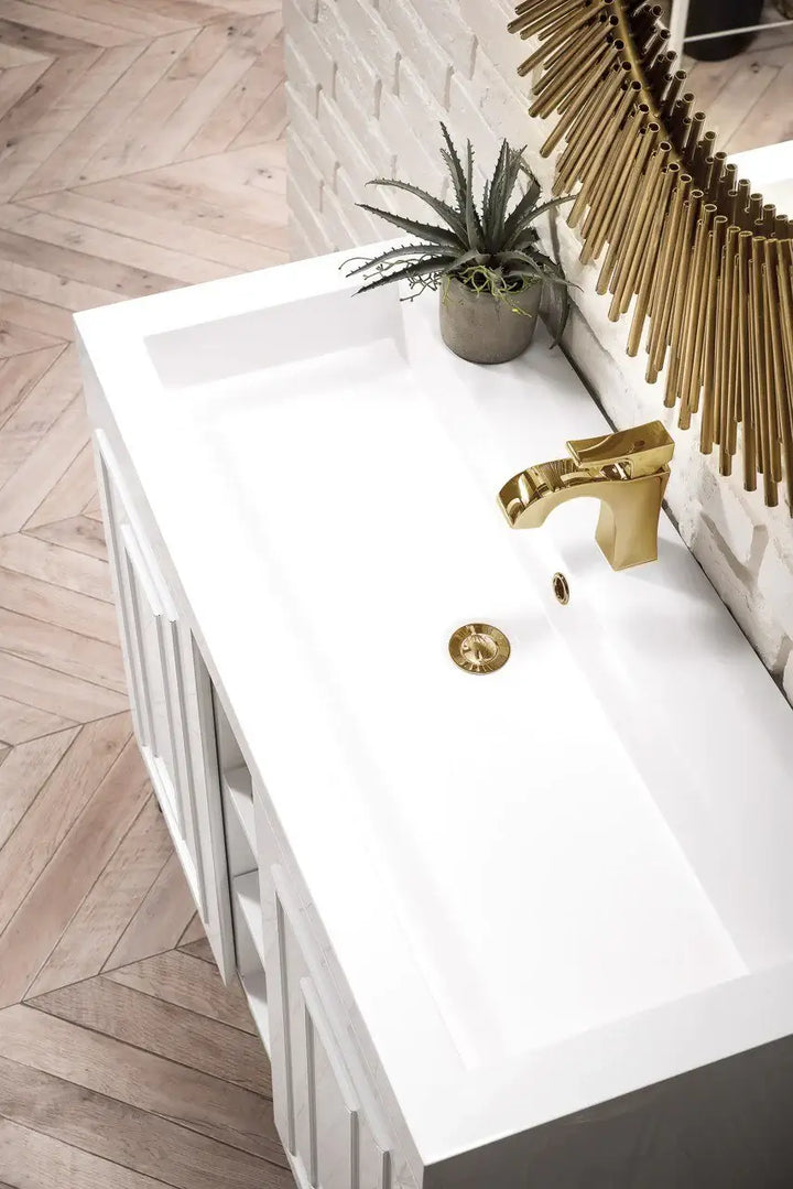 Alicante' 39.5" Single Vanity Cabinet, Glossy White, Radiant Gold