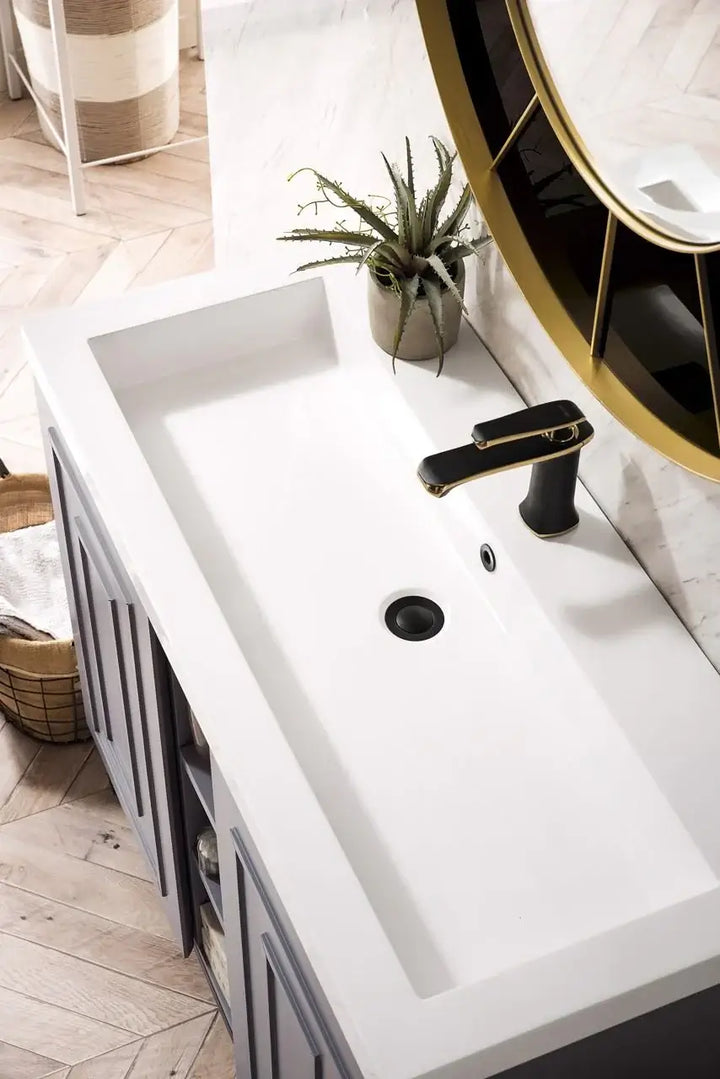 Alicante' 39.5" Single Vanity Cabinet, Grey Smoke, Matte Black
