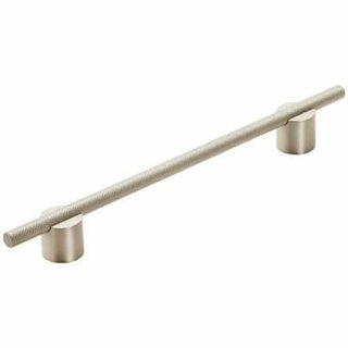 Transcendent Collection 7-9/16 in. Pull in Silver Champagne finish, contemporary aluminum design with textured grip.