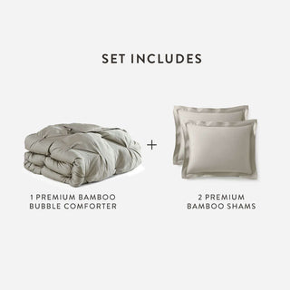 Premium Bamboo Bubble Comforter bundle with 2 matching bamboo shams for a cozy, sustainable bedding solution.