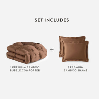 Premium Bamboo Bubble Comforter bundle with 1 comforter and 2 shams, showcasing sustainable and soft bedding.