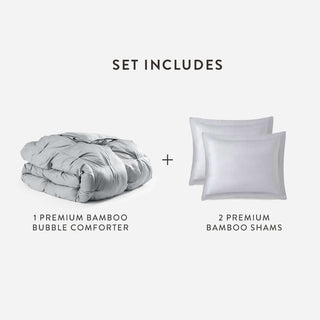 Premium Bamboo Bubble Comforter and 2 Bamboo Shams bundle for ultimate comfort and sustainability.