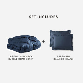 Premium Bamboo Bubble Comforter and 2 Bamboo Shams bundle for soft, breathable bedding.