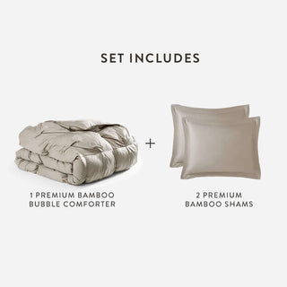 Premium Bamboo Bubble Comforter and 2 Bamboo Shams set, featuring silky-smooth and breathable bed linens.