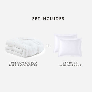 Premium Bamboo Bubble Comforter bundle with two shams, offering soft, breathable bedding for year-round comfort.