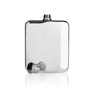 Polished stainless steel Harrison Flask with liquid-tight cap, 6 oz capacity, ideal for carrying drinks.