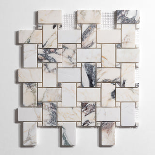 Calacatta Viola Polished Basketweave Mosaic