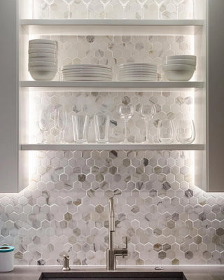 Calacatta Hexagon Mosaic Marble Tile