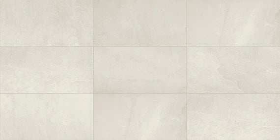Slate Attache field tile 12x24 in Meta White Glazed