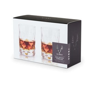 Gem Crystal Tumblers set of 2 in elegant packaging, showcasing lead-free crystal drinkware.