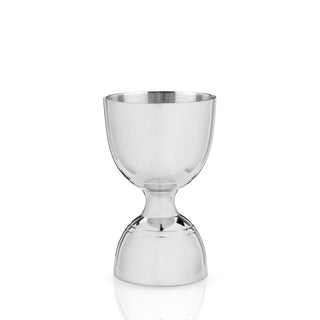 Harrison Canterbury Jigger: shiny stainless steel double jigger for precise cocktail measurements with an hourglass design.