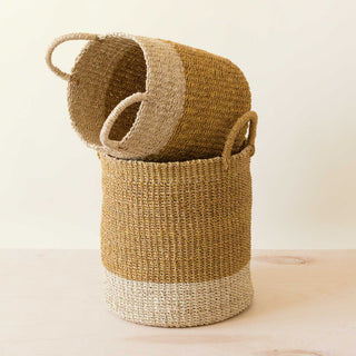 Mustard Baskets with Handle, set of 2 - Cylinder Baskets | LIKHÂ