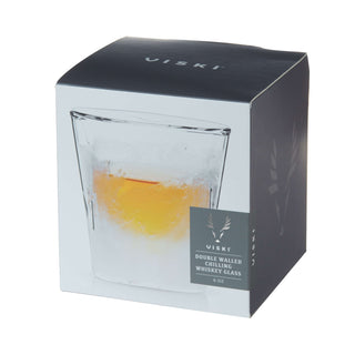 Glacier double-walled chilling whiskey glass packaging with 6 oz capacity design.