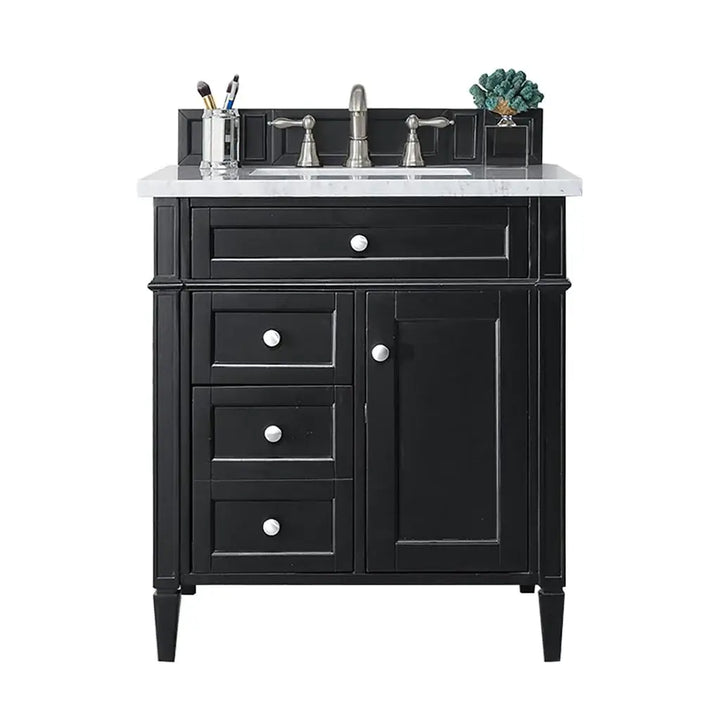 30" Black Onyx Vanity with Marble Look Quartz