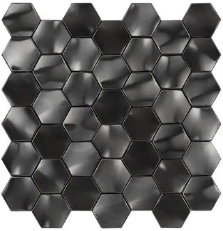 Gun Metal Rolling Hexagon Mosaic Tile