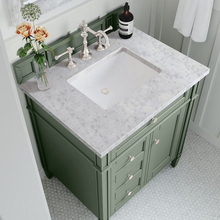 30" Sage Green Vanity with Marble Look Quartz