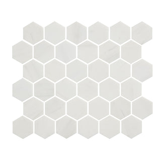 Bianco Puro Honed Marble Hex Mosaic Tile