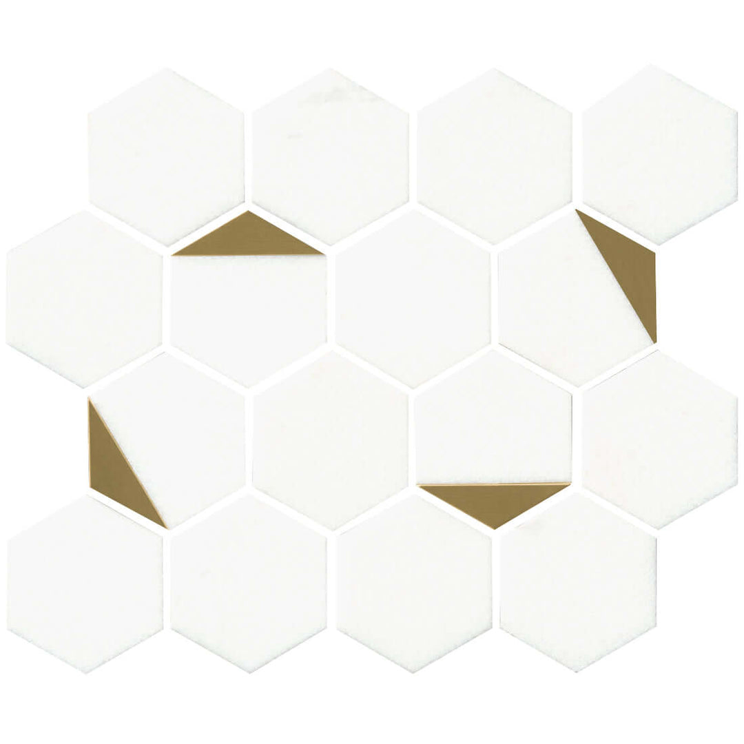 Palermo Noir Stone Hex Mosaic Wall and Floor Tile - 3"